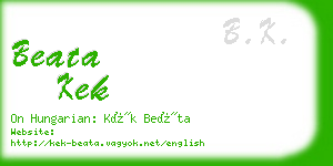 beata kek business card